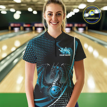 Load image into Gallery viewer, Custom Red Dragon Bowling Jerseys, Mystical Bowling Team Uniform Women Quarter-Zip Shirt IPHW9536