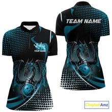Load image into Gallery viewer, Custom Red Dragon Bowling Jerseys, Mystical Bowling Team Uniform Women Quarter-Zip Shirt IPHW9536