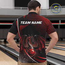 Load image into Gallery viewer, Custom Blue Dragon Bowling Jerseys, Mystical Bowling Team Uniform Quarter-Zip Shirts For Men IPHW9537