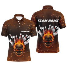 Load image into Gallery viewer, Flame Skull Custom Bowling Shirts For Men,  Skull Team Bowling Jersey Bowling Team Shirt IPHW5143