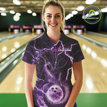 Load image into Gallery viewer, Custom Purple Thunder Lightning Dragon Bowling Polo Shirts For Women, Team Uniform IPHW9758