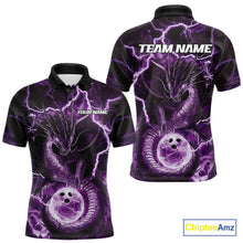 Load image into Gallery viewer, Custom Purple Thunder Lightning Dragon Bowling Polo Shirts For Men, Team Uniform IPHW9758