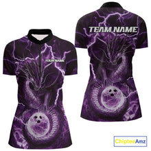 Load image into Gallery viewer, Custom Purple Thunder Lightning Dragon Bowling Quarter-Zip Shirts For Women, Team Uniform IPHW9758