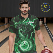 Load image into Gallery viewer, Custom Green Thunder Lightning Dragon Bowling Polo Shirts For Men, Team Uniform IPHW9759