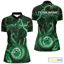 Load image into Gallery viewer, Custom Green Thunder Lightning Dragon Bowling Quarter-Zip Shirts For Women, Team Uniform IPHW9759