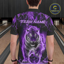 Load image into Gallery viewer, Custom Purple Flame Tiger Bowling Polo Shirts For Men, Tiger Bowling Team Shirt IPHW9761