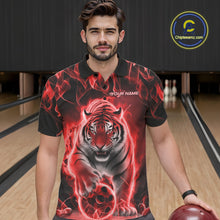 Load image into Gallery viewer, Custom Red Flame Tiger Bowling Polo Shirts For Men, Tiger Bowling Team Shirt IPHW9762