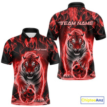 Load image into Gallery viewer, Custom Red Flame Tiger Bowling Polo Shirts For Men, Tiger Bowling Team Shirt IPHW9762