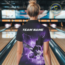 Load image into Gallery viewer, Custom Purple Thunder Lightning Eagle Bowling Women Polo Shirts, Eagle Bowling Jerseys IPHW10148