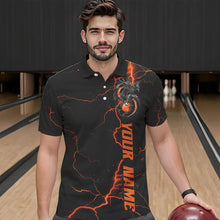 Load image into Gallery viewer, Black And Red Custom Dragon Bowling Polo Shirts For Men, Dragon Bowling League Shirts Outfits IPHW8686
