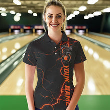 Load image into Gallery viewer, Black And Red Custom Dragon Bowling Womens Polo Shirt, Dragon Bowling League Shirts Outfits IPHW8686