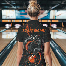 Load image into Gallery viewer, Black And Red Custom Dragon Bowling Womens Polo Shirt, Dragon Bowling League Shirts Outfits IPHW8686