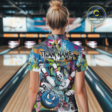 Load image into Gallery viewer, Custom Funny Graffity Bowling Quarter-Zip Shirts For Women, Bowling Team Shirt IPHW9381