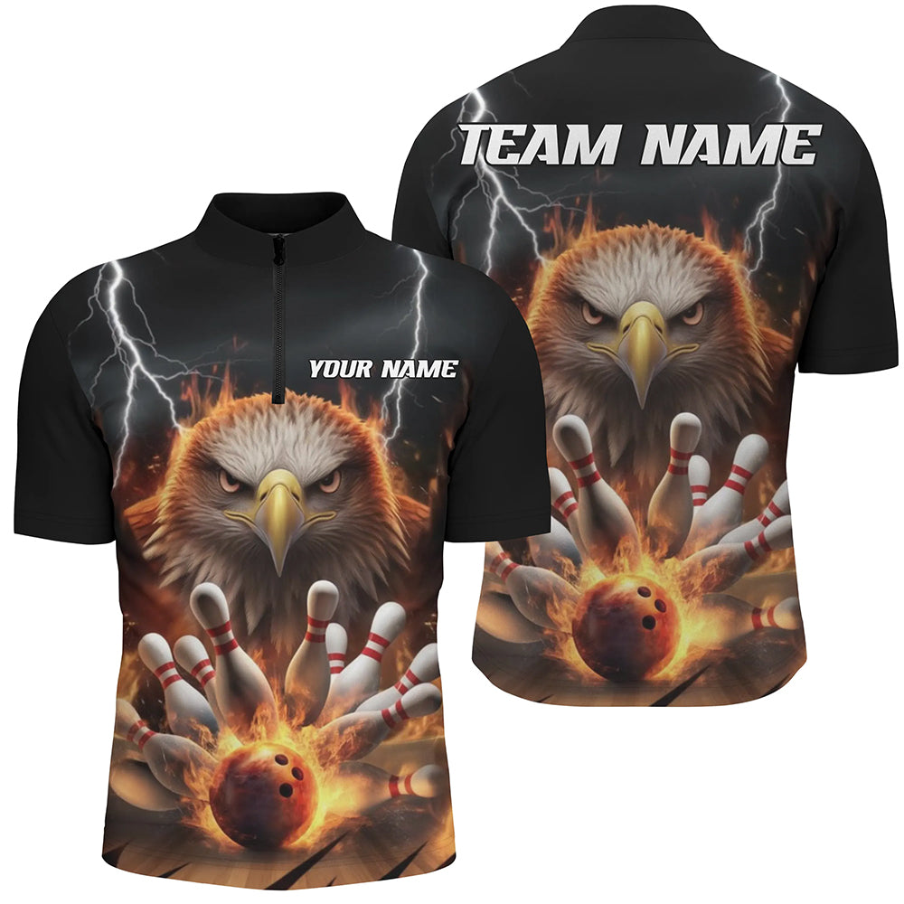 Thunder Lightning Storm Custom Flame Eagle Bowling Shirts For Men, Fire Bowling Jerseys IPHW7581