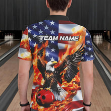 Load image into Gallery viewer, Custom USA Eagle Bowling Polo Shirts For Men, Patriotic Bowling League Shirt IPHW8451