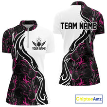 Load image into Gallery viewer, Custom Black And Pink Flame Bowling Team Shirts, Bowling League Shirt Women Jersey IPHW10546