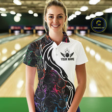 Load image into Gallery viewer, Custom Colorful Flame Bowling Team Shirts, Bowling League Shirt Women Bowling Jersey IPHW10548