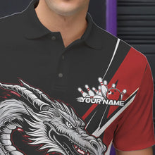 Load image into Gallery viewer, Custom Black And Red Flame Dragon Bowling Jerseys, Dragon Men Bowling Team Polo Shirts IPHW8710