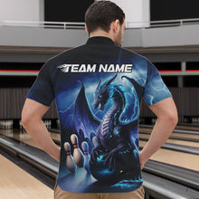 Load image into Gallery viewer, Custom Blue Thunder Lightning Dragon Bowling Quarter-Zip Shirts For Men, Bowling Team Uniform IPHW8950