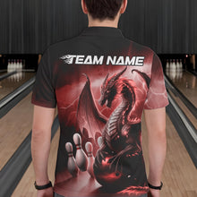 Load image into Gallery viewer, Custom Red Thunder Lightning Dragon Bowling Polo Shirts For Men, Bowling Team Uniform IPHW8952