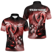 Load image into Gallery viewer, Custom Red Thunder Lightning Dragon Bowling Polo Shirts For Men, Bowling Team Uniform IPHW8952