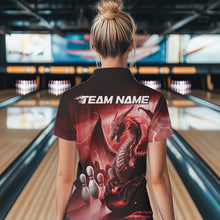 Load image into Gallery viewer, Custom Red Thunder Lightning Dragon Bowling Women Quarter-Zip Shirts, Bowling Team Uniform IPHW8952