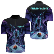 Load image into Gallery viewer, Custom Blue And Purple Dragon Bowling Jerseys, Dragon Bowling Team Quarter-Zip Shirts For Men IPHW8954