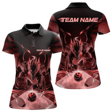 Load image into Gallery viewer, Custom Black And Red Dragon Bowling Jerseys, Dragon Bowling Team Polo Shirts For Women IPHW8955