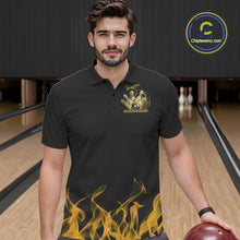 Load image into Gallery viewer, Custom Yellow Skull Smoke Bowling Team Men Polo Shirts, Halloween Bowling Outfit IPHW9776