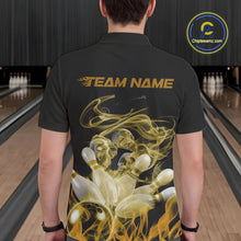Load image into Gallery viewer, Custom Yellow Skull Smoke Bowling Team Men Polo Shirts, Halloween Bowling Outfit IPHW9776