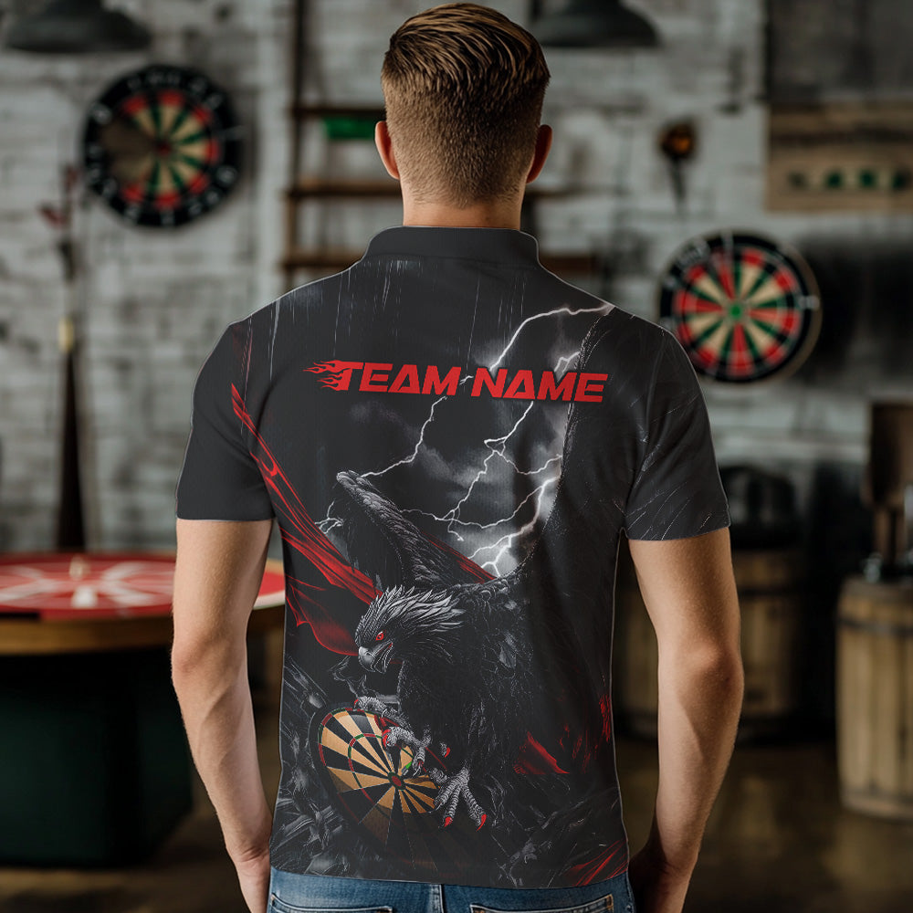 Custom Thunder Lightning Red Eagle Dart Polo Shirts For Men, Dart Team Jerseys With Name IPHW8484