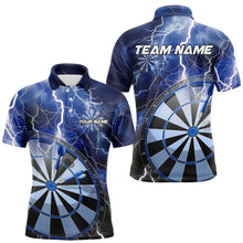 Load image into Gallery viewer, Custom Blue Thunder Lightning Dartboard Dart Polo Shirts For Men, Dart Tournament Team Shirt IPHW8488