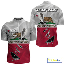 Load image into Gallery viewer, Custom California State Flag Silver Dart Steel Tip Dart Men Quarter-Zip Shirt, Dart Team Jerseys IPHW10561