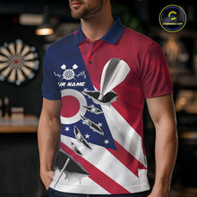 Load image into Gallery viewer, Custom Ohio State Flag Silver Dart Steel Tip Dart Men Polo Shirt, Ohio Dart Team Jerseys IPHW10563