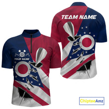 Load image into Gallery viewer, Custom Ohio State Flag Silver Dart Steel Tip Dart Men Quarter-Zip Shirt, Ohio Dart Team Jerseys IPHW10563