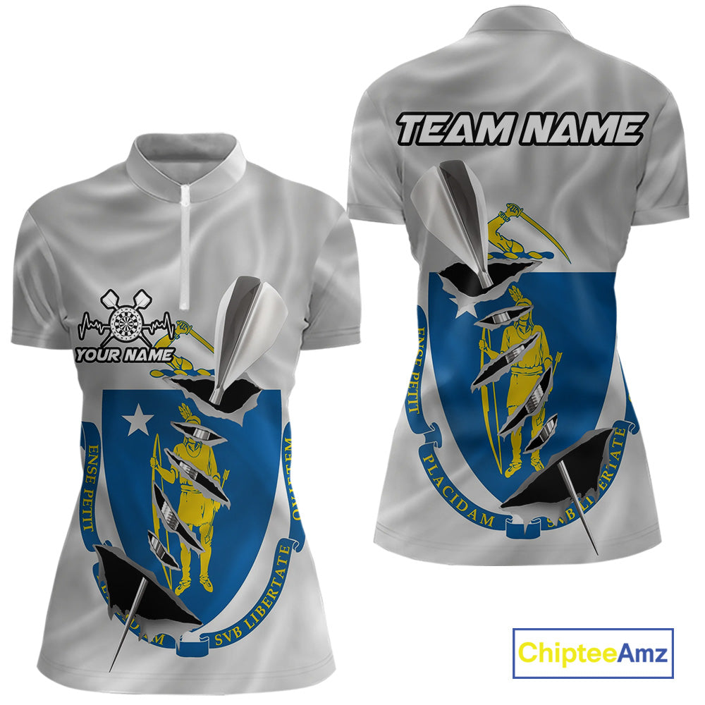 Custom Massachusetts State Flag Silver Dart Steel Tip Dart Women Shirt, Dart Team Jersey IPHW10567