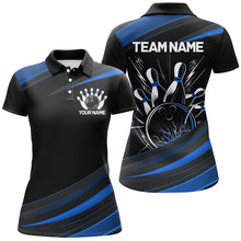 Load image into Gallery viewer, Black And Blue Custom Classic Ladies Bowling Shirts, Bowling Uniform For Team IPHW7265