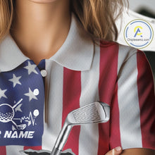 Load image into Gallery viewer, Custom US Flag Golf Club Patriotic Golf Team Shirt For Women, American Golfer Outfits IPHW10579