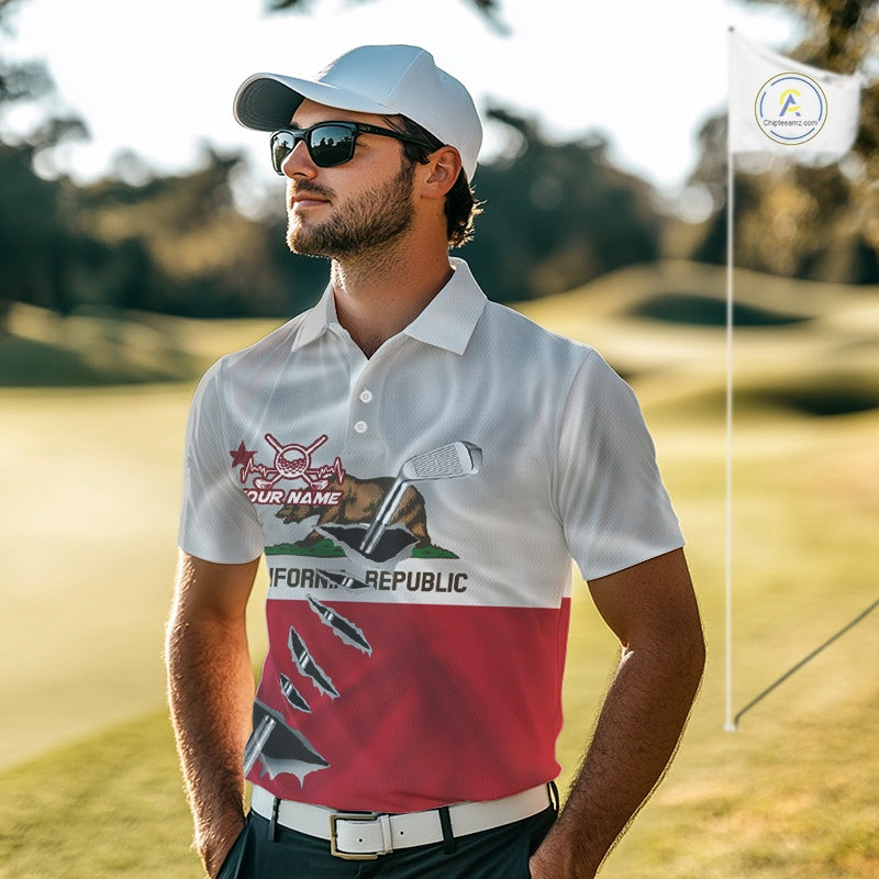 Custom California State Flag Golf Club Golf Team Shirt For Men, Golfer Outfits IPHW10581