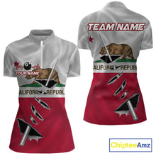 Load image into Gallery viewer, Custom California State Flag Silver Billiard Cue Patriotic Billiard 8 Ball Shirts Women IPHW10586