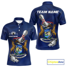 Load image into Gallery viewer, Custom Michigan State Flag Silver Bowling Ball And Pin Patriotic Bowling Shirts For Men IPHW10589