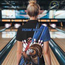 Load image into Gallery viewer, Black And Blue Custom Funny Turkey Bowling Women Shirts, Bowling League Team Shirt IPHW10804