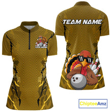 Load image into Gallery viewer, Yellow Custom Funny Turkey Bowling Jerseys, Bowling Team League Shirt Women Outfit IPHW10810