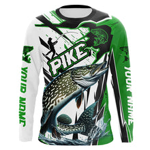Load image into Gallery viewer, Custom Pike Long Sleeve Performance Fishing Shirts, Pike Fishing Jerseys | Green IPHW6215