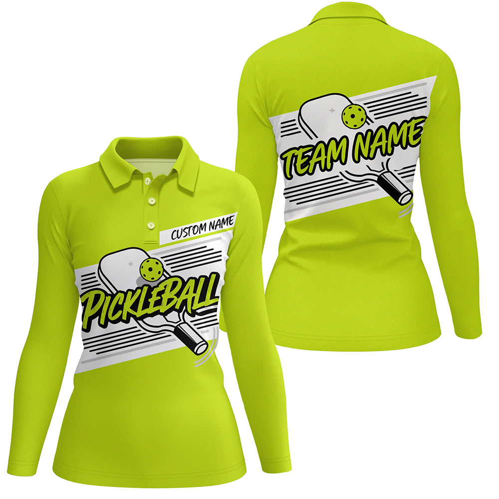 Personalized Women's Pickleball Polo Shirts, Pickleball Tournament Shirts For Team | Green IPHW6705