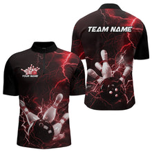 Load image into Gallery viewer, Custom Black And Red Thunder Lightning Bowling Tournament Quarter-Zip Shirts For Men IPHW8521