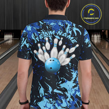 Load image into Gallery viewer, Custom Blue Camo Men Bowling League Shirt, Bowlers Jerseys Bowling Tournament Outfit IPHW10617