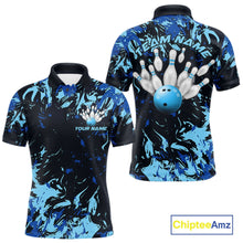 Load image into Gallery viewer, Custom Blue Camo Men Bowling League Shirt, Bowlers Jerseys Bowling Tournament Outfit IPHW10617