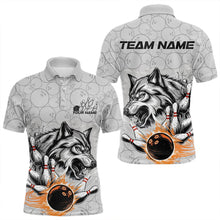 Load image into Gallery viewer, Custom Gray And Red Wolf Bowling Polo Shirts For Men, Wolf Bowling Tournament Shirt IPHW8717