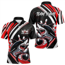 Load image into Gallery viewer, Custom Black And Red Shark Bowling Polo Shirts For Men,  Shark Bowling Team Jerseys IPHW8722